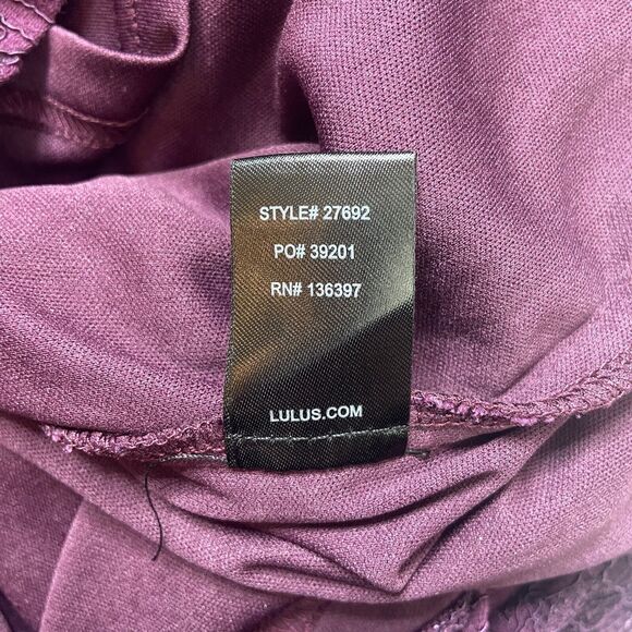 Lulus Mini Dress Size S All For You Dark Purple Lace Bodycon 3/4 Sleeve - Picture 4 of 10